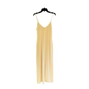 Popular 21  Midi Maxi Dress Sleeveless Butter Yellow V-Neck Soft Stretch Large